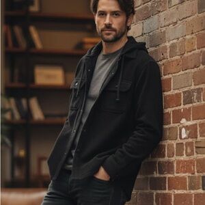 Merrell Hooded Fleece Jacket Black Medium New with Tags